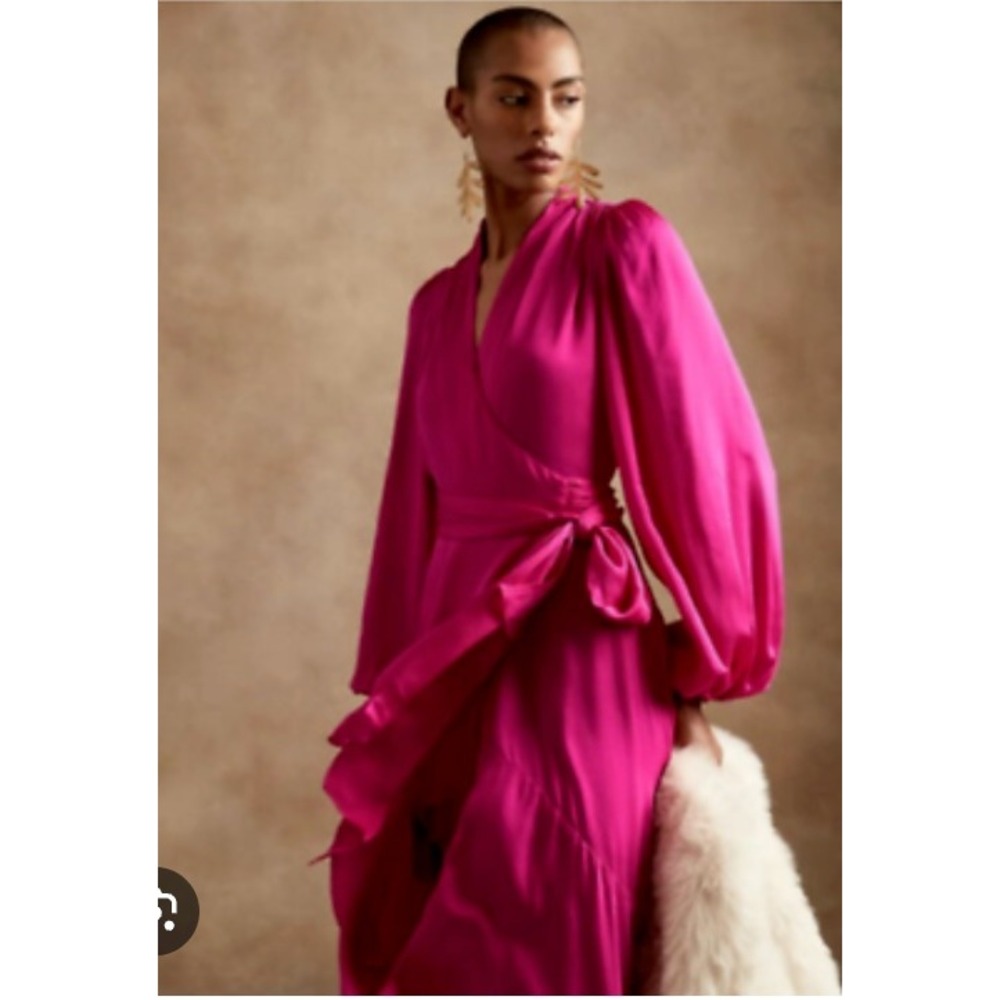 Banana Republic Hot Pink Silk Wrap Mini Dress - Picture 9 of 9